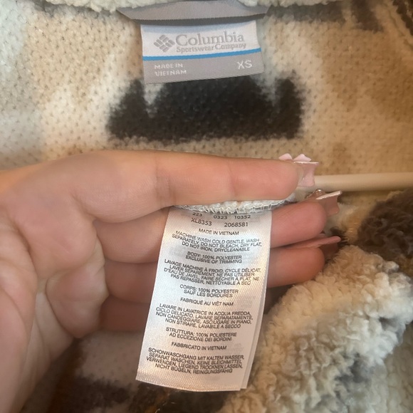 Columbia Beige Western Print Womens Zip Up Winter Warmth Zip Up Size XS - Picture 9 of 9